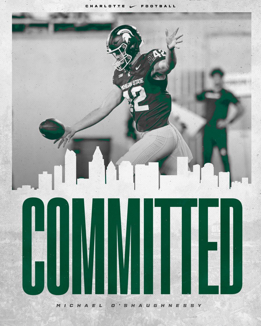 Excited to announce I will be grad transferring to the University of North Carolina Charlotte for my final year of eligibility! Thanks to <a href="/TheCoachFro/">CoachFro 🆖</a> <a href="/contratto97/">Coach “CC” Contratto</a> <a href="/ThePuntFactory/">Aaron Perez</a> for making this happen! #GoNiners <a href="/CharlotteFTBL/">Charlotte Football</a>