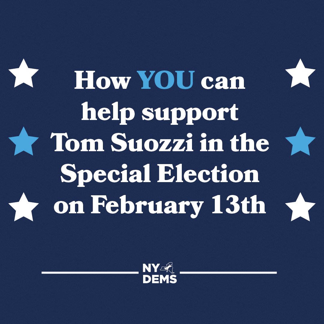 🚨Democrats🚨 As the final weeks of the NY03 Special Election approach, we are asking Democrats from across the State to do what they can to help elect Tom Suozzi🗽 📋Sign up to help Canvass ☎️Sign up to help Phonebank Available dates & times here🔽 mobilize.us/suozziforcongr…