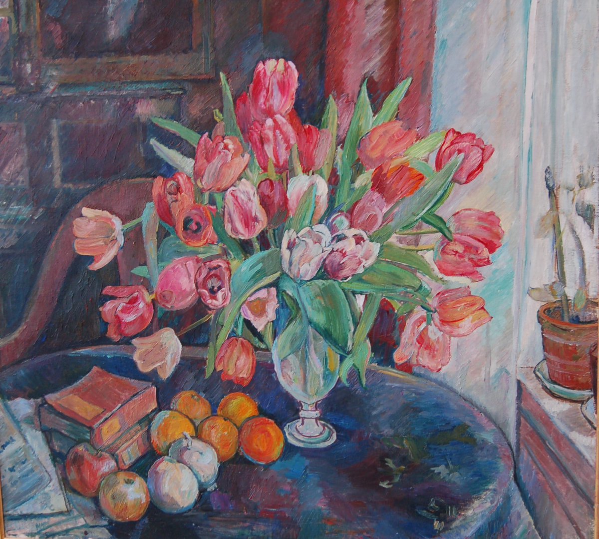 Art_VintageNH's tweet photo. Still Life with Tulips and Fruit ~ Oluf Wold-Torne https://t.co/rzMKvT90y5