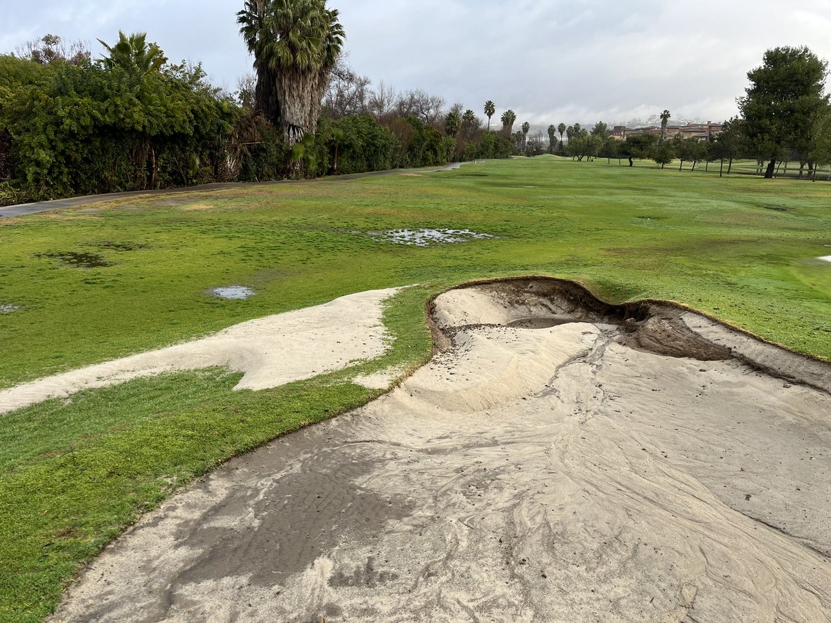 A little wet out here <a href="/AdmiralBakerGC/">Admiral Baker GC</a> this morning. A little over 3.5” in the last 24 hours and 4.5” in the last 3 days. 
Courses are closed for the day to allow our team to pump out all of the usual areas. Not much damage other than a bunker wash out from the river overflowing