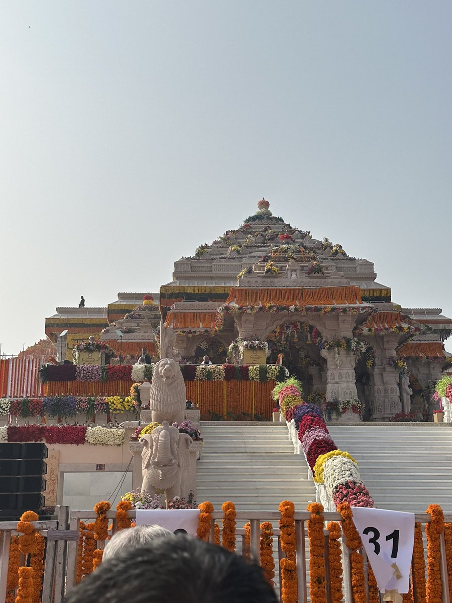 DrMilindKamble's tweet photo. I had the privilege of participating in the Pran Prathishta Program at Ayodhya as a VVIP guest in the Industry Category. 

It was an incredible experience sitting next to Mr. N Chandrasekaran, Chairman of Tata Group. 

I also had the opportunity to meet prominent figures such as Mukesh Ambani, Sunil Munjal of Hero Group, Sunil Mittal- Airtel, Anil Agrawal of Vedanta, Ajay Shriram, Ashish Chauhan, MD of NSE, members of the Jindal Family, Kumar Mangalam Birla, Mr Damani- D Mart, Mr Hira Nandani,  as well as various personalities from film, sports, trade, commerce, Padma awardees, and saints. Among 7000 distinguished Indians, I feel fortunate to have been a part of this event. 

A special thanks to Sh Champat Rai, the General Secretary of Shri Ram Janmabhoomi Teerth Kshetra.

#ShriRamMandir #PranPratishthaRamMandir 

@PMOIndia @narendramodi @myogiadityanath @DICCIorg