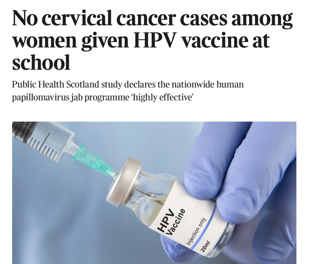 What a stunning example of the modern medical miracle of vaccination. Imagine a world without the horrors inflicted by cervical cancer... it's real possibility now, thanks to vaccines 💙 You can read excellent, trustworthy, NHS advice on vaccines here: nhs.uk/conditions/vac…