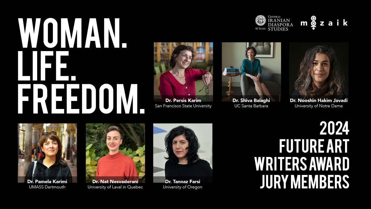JURY SPOTLIGHT: Special thanks to the brilliant jury members of the 2024 #FutureArtWriters Award for their time, expertise &amp; wisdom in reviewing literary works that center the power of art as activism in the movement for freedom in Iran. #WomanLifeFreedom 
mozaikphilanthropy.org/wlf-writers-aw…