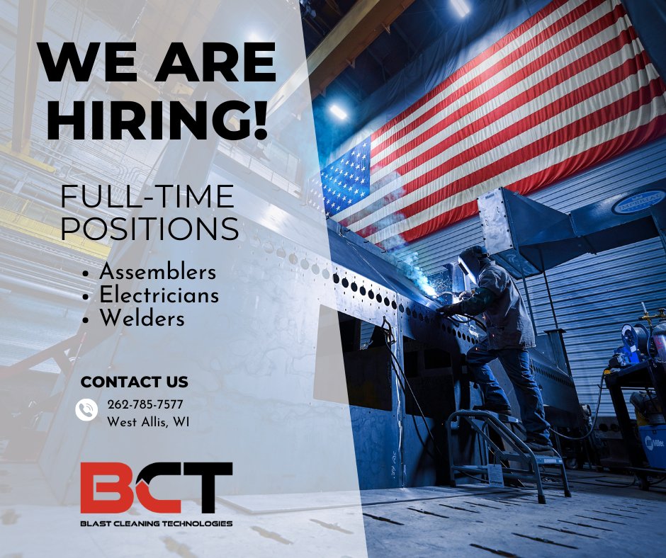 cleaning_blast's tweet photo. We want to grow our team as we continue growing our business. 

Are you interested in a career with a fast-paced manufacturing company in West Allis, WI?

Check out our job listings: 
https://t.co/paI16xBFW5

#manufacturingjobs #milwaukeejobs #WisconsinJobs https://t.co/NYtvQxgps8