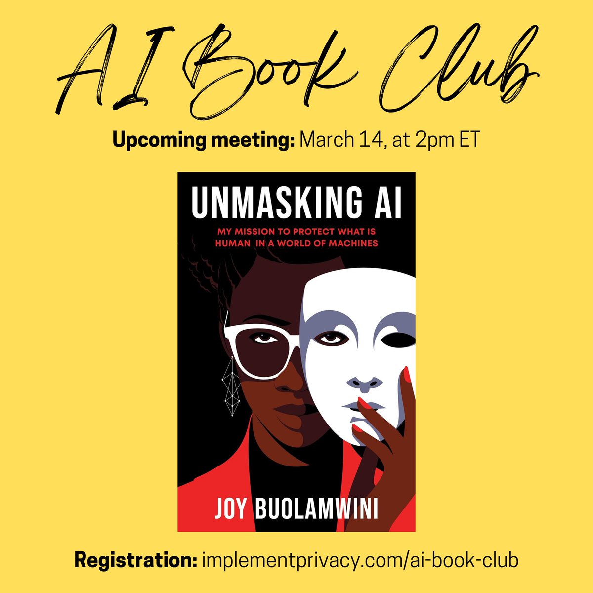 📚 600+ people have joined our AI Book Club, and we are now reading 'Unmasking AI' by @jovialjoy. We are looking for book commentators! Volunteers?