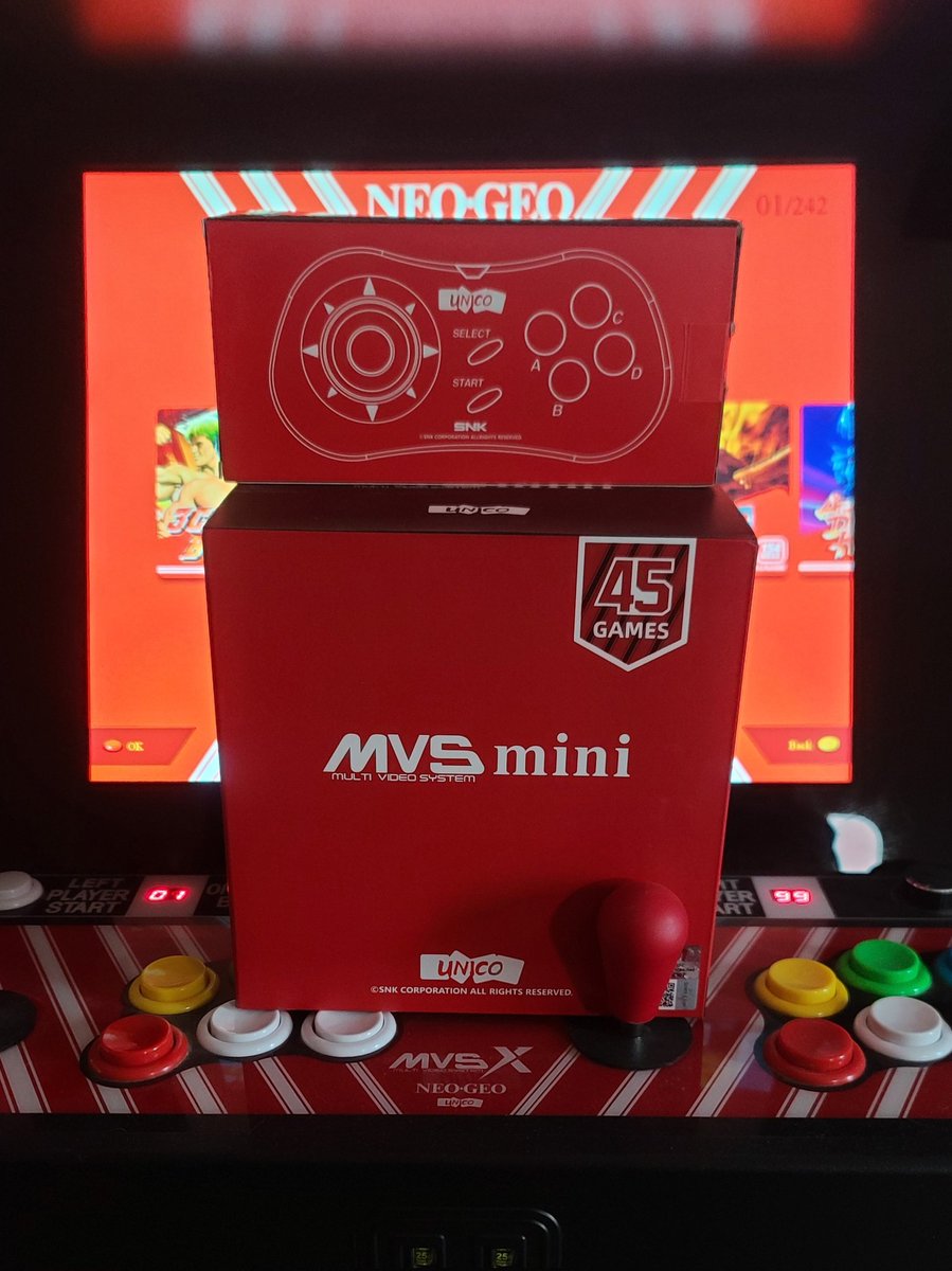 PDubsArcadeLoft's tweet photo. Oh look! My Unico MVSX had a baby MVS MINI! 👶  LOL in all seriousness thank you SNK for sending this to me for review and I'll look forward to trying it out soon.

#SNK @MVSXHOMEARCADE #Unico #SNKMVS #MVSMini #Arcade #MVSMiniArcade https://t.co/FmhH7ktlYt