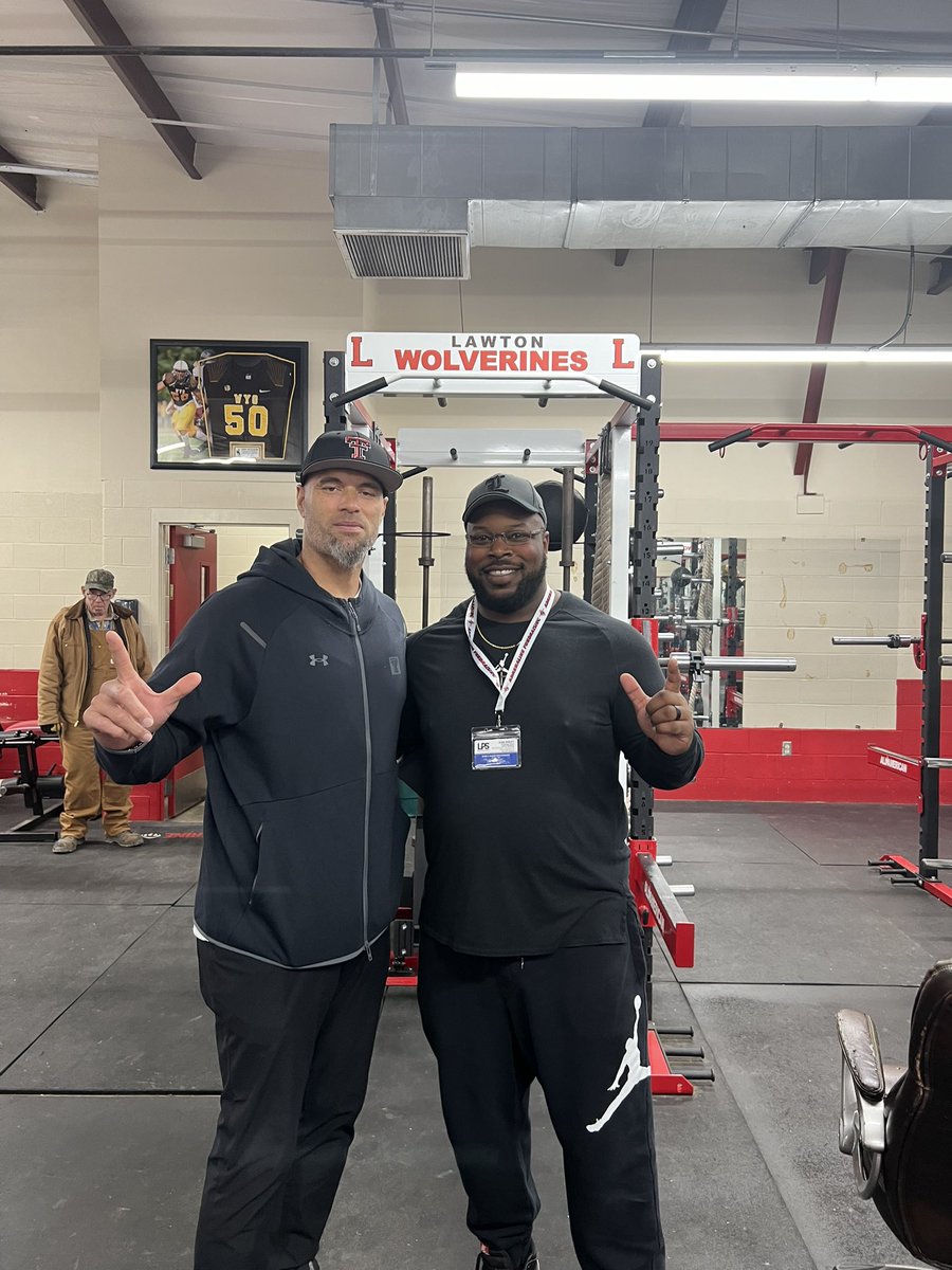 Thank you <a href="/CoachAhYou/">C.j. Ah You</a> and <a href="/TexasTechFB/">Texas Tech Football</a> for coming by today and recruiting our guys. Special shout out to  <a href="/CoachChev_/">Chevis Smith</a>  and <a href="/_x_j55/">Xavier Johnson</a> for helping me get guys in front of college coaches. This is place ain’t gonna be a secret much longer. #HantaYo