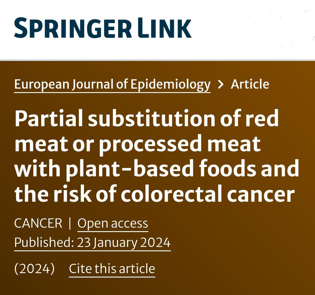 🆕Sustitución parcial de carne roja o procesada por alimentos de origen vegetal y riesgo de #CancerColorrectal

🟢 Incluso sustituciones pequeñas y fáciles de implementar de #carne roja o procesada por cereales integrales, verduras o frutas podrían reducir el riesgo de #cancer CR