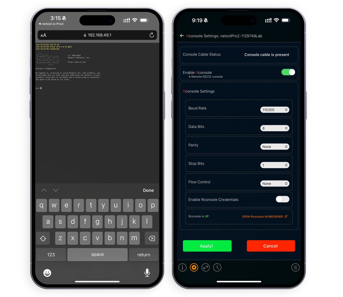 netool_io's tweet image. We did it! We added remote RS232 console support to the netool.io Pro2! You can now access a serial based RJ45 console port wirelessly from your phone/table/desktop. Check it out here: netool.io/pro/#rconsole 💻🚀