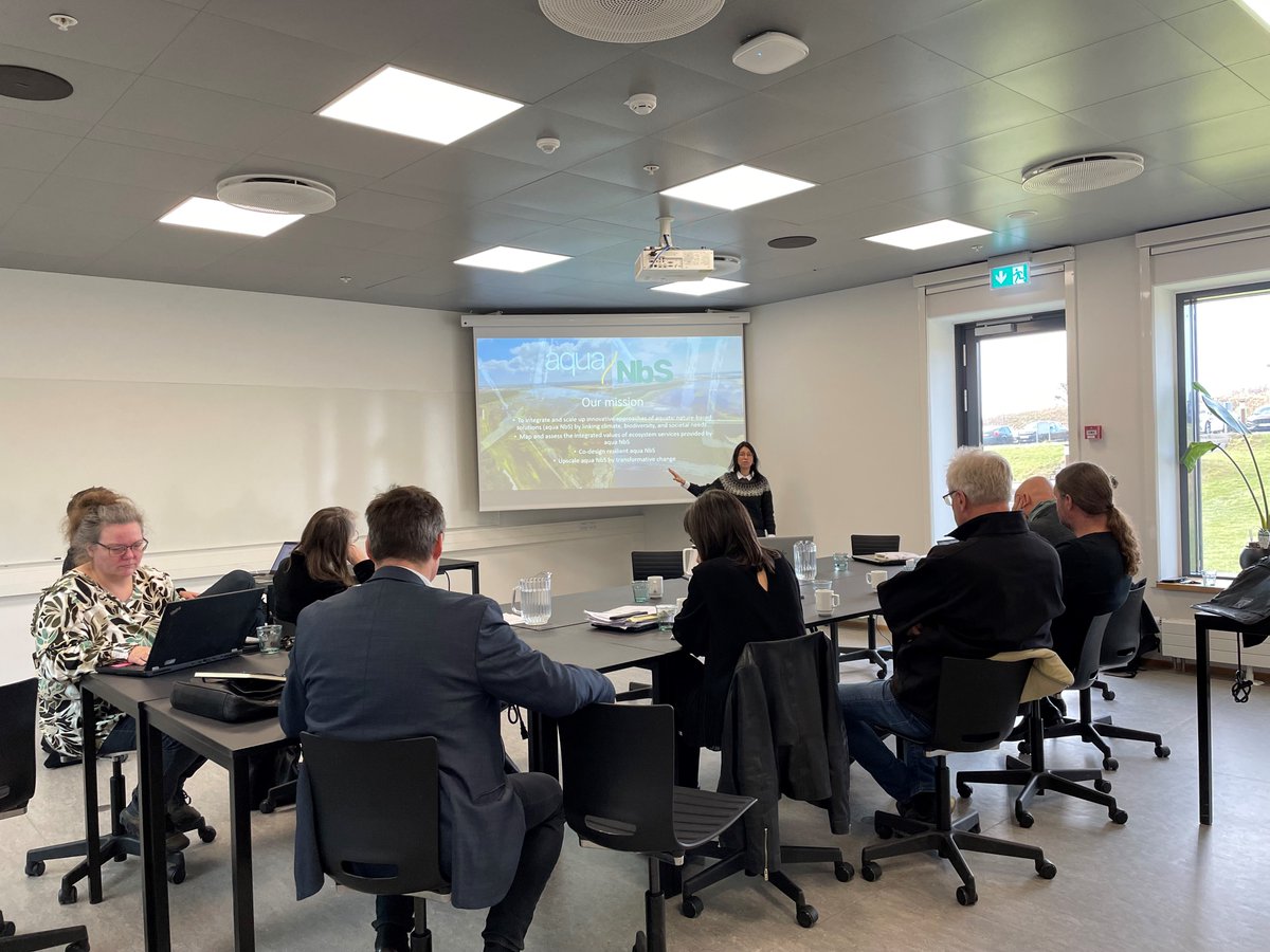 aqua_nbs's tweet photo. Today we hosted @VejleKommune , @COWIdk , and @Realdaniadk for discussions on our interdisciplinary approach to Aquatic NbS. Special thanks to @climateice for sharing insights on @SDUClimate. Wrapped up with a visit to @GyldensteenSDU to witness some solutions in action. https://t.co/vQrzfA0PK0