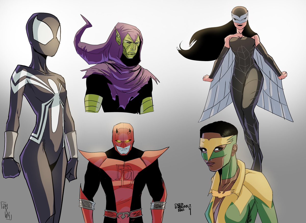 redrollerball_'s tweet photo. Spider-Girl and friends color doodles https://t.co/fkFa9N8xgN