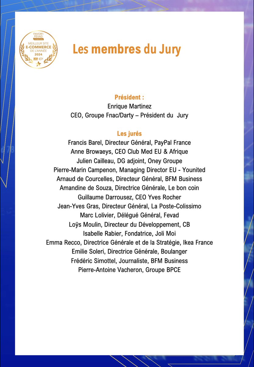 Un jury d'experts du e-commerce ⭐️

#favori #favori2024 #fevad #ecommerce
