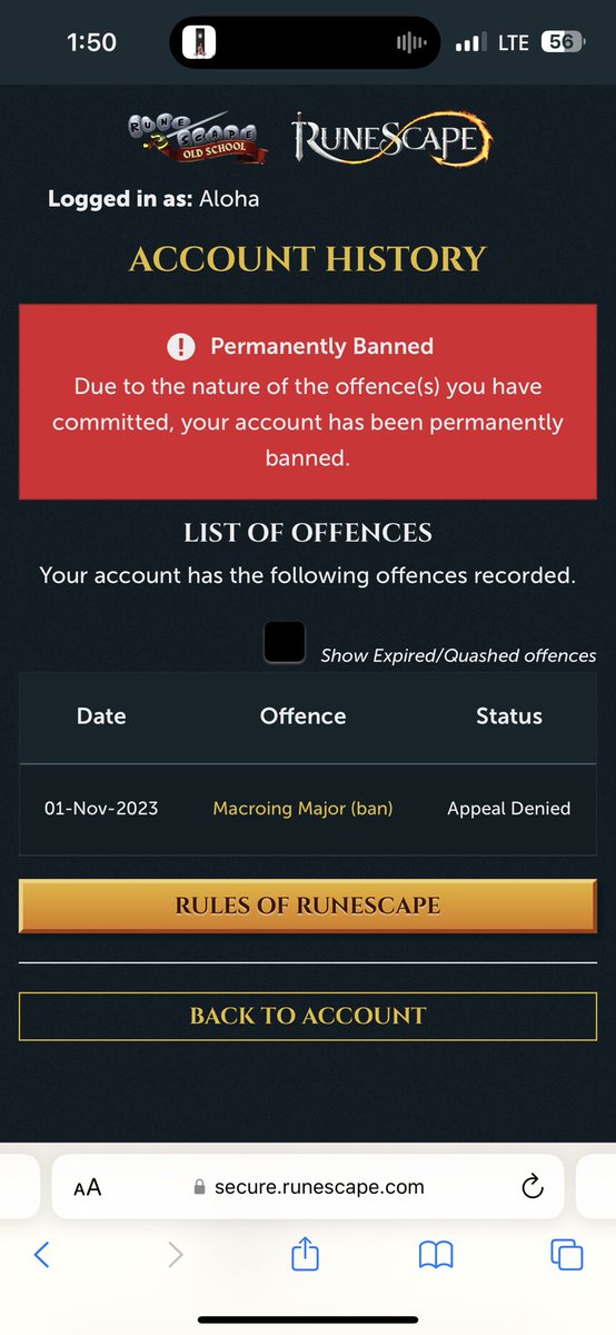 PoolOsrs's tweet image. opening the account status tab hoping that jagex has removed my ban only to be greeted by the red bar of doom is destructive to my mental health. Please look into my perm ban as I believe it to be false. Many have been getting unbanned @JagexSupport @JagexAthena @JageHelpL0ne