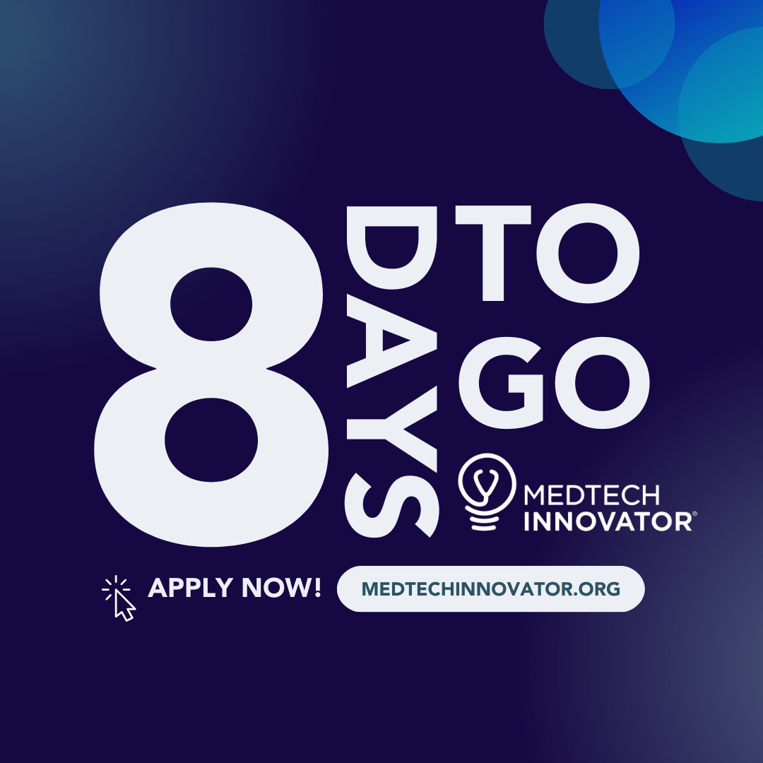 Only 8 days left to apply to MedTech Innovator 2024. Don't miss out on this opportunity to expand your network, engage with strategics, and meet investors to propel your startup significantly. Apply here: lnkd.in/ee_wfNq #medtech #medicaldevice #mti #applynow