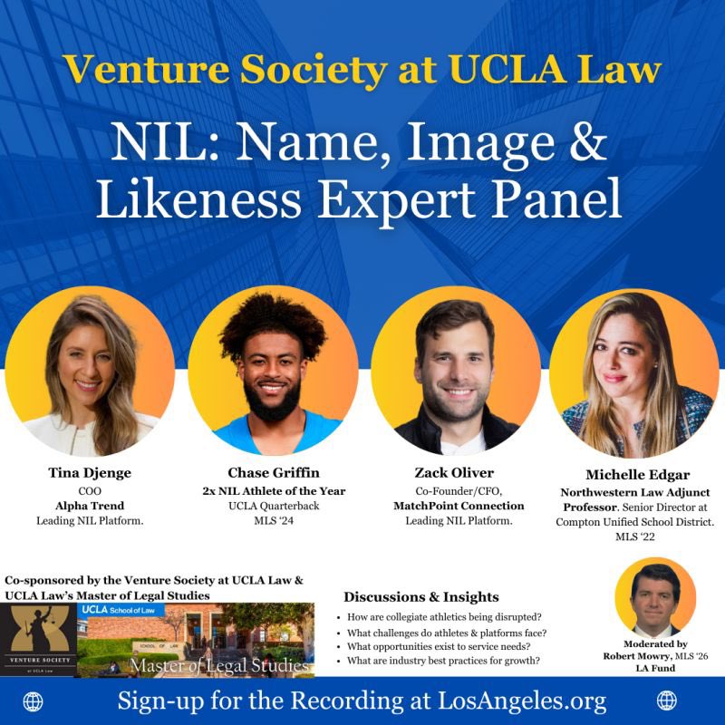 Come see our COO <a href="/TinaDj/">Tina Dj</a> speak at the Name-Image-Likeness panel <a href="/UCLA/">UCLA</a> on March 4th.
#nil #sportstech #blockchain