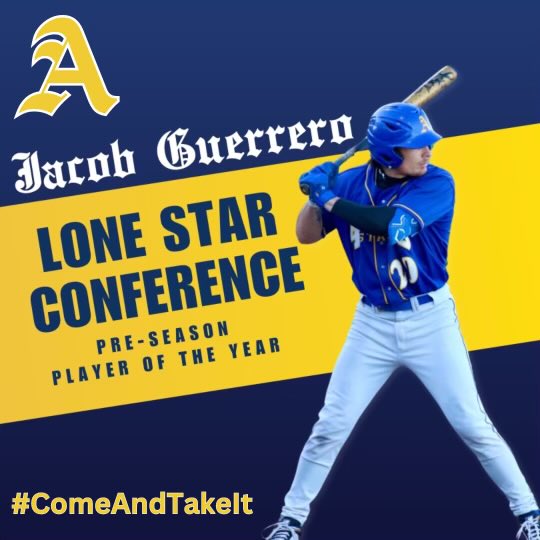 Rams JR Outfielder ⁦@Jacob__Guerrero⁩ has been named the ⁦@LoneStarConf⁩ Pre-Season Player of the Year for the 2024 Season! #ComeAndTakeIt