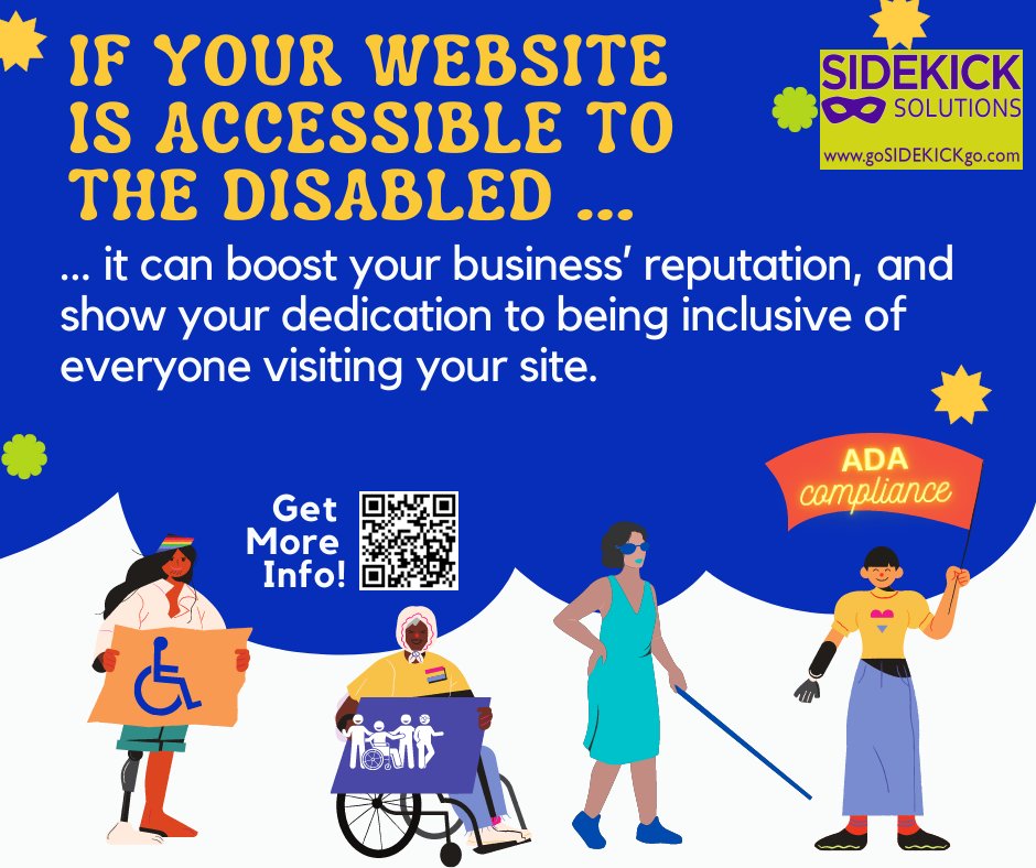 Let's make sure all of your visitors can enjoy our website by making it accessible to people with disabilities. #accessiblewebsites #ADAcompliantwebsites