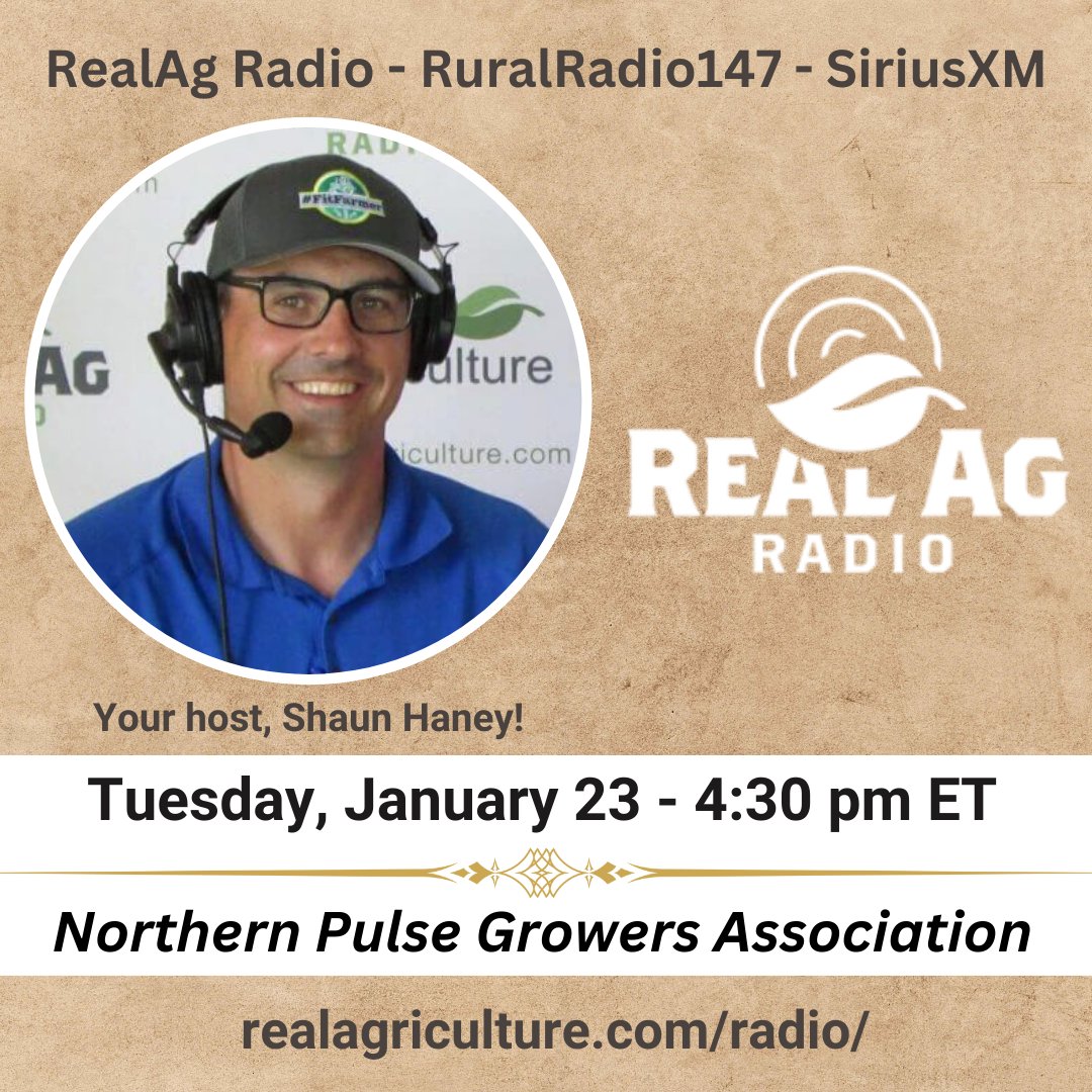 Tune in to #RealAgRadio at 430 E on @RuralRadio147 brought to you by @NPGA1. Host @shaunhaney is joined by Dr. Joe Outlaw of Texas A&M University; Nicole Atchison of @Purisfoods; Chuck Penner of @LeftfieldCR; & @JacobShap of @CognitiveInvest #cdnag #agpolicy #pulsemarkets
