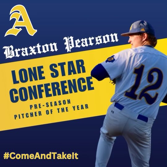 The ⁦@LoneStarConf⁩ has named Ram SR Pitcher ⁦@bspearson24⁩ the Pre-Season Pitcher of the Year! #ComeAndTakeIt