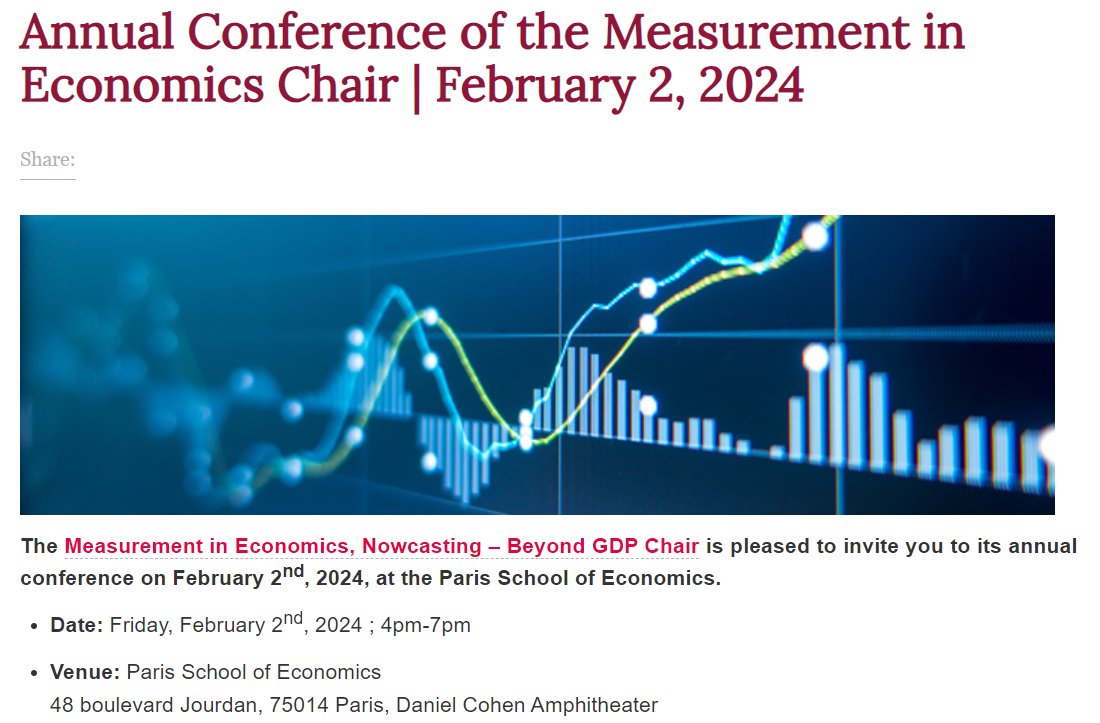 Laurent Ferrara (@ferraralaurent) on Twitter photo Annual conference of the Measurement in Economics Chair at <a href="/PSEinfo/">Paris School of Economics</a>, Friday 2 Feb 2024, 4pm. Thrilled to welcome <a href="/LucreziaReichli/">Lucrezia Reichlin</a> for a talk on “Nowcasting after 20 years of practice: What have we learned ?” + Panel discussion. Registration: parisschoolofeconomics.eu/en/news/annual… Annual conference of the Measurement in Economics Chair at <a href="/PSEinfo/">Paris School of Economics</a>, Friday 2 Feb 2024, 4pm. Thrilled to welcome <a href="/LucreziaReichli/">Lucrezia Reichlin</a> for a talk on “Nowcasting after 20 years of practice: What have we learned ?” + Panel discussion. Registration: parisschoolofeconomics.eu/en/news/annual…