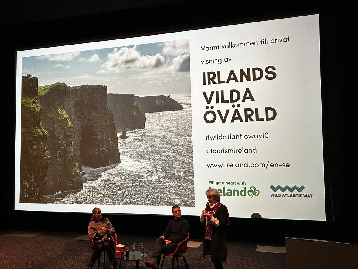 Tomorrow night, the Swedish language version of the documentary series ‘Ireland’s Wild Islands’ will be broadcast on @svt

Ambassador Jones launched a sneak preview of the series this evening with @TiMediaNordics 

#WildAtlanticWay 
#WildAtlanticWay10 
#IrelandinSweden