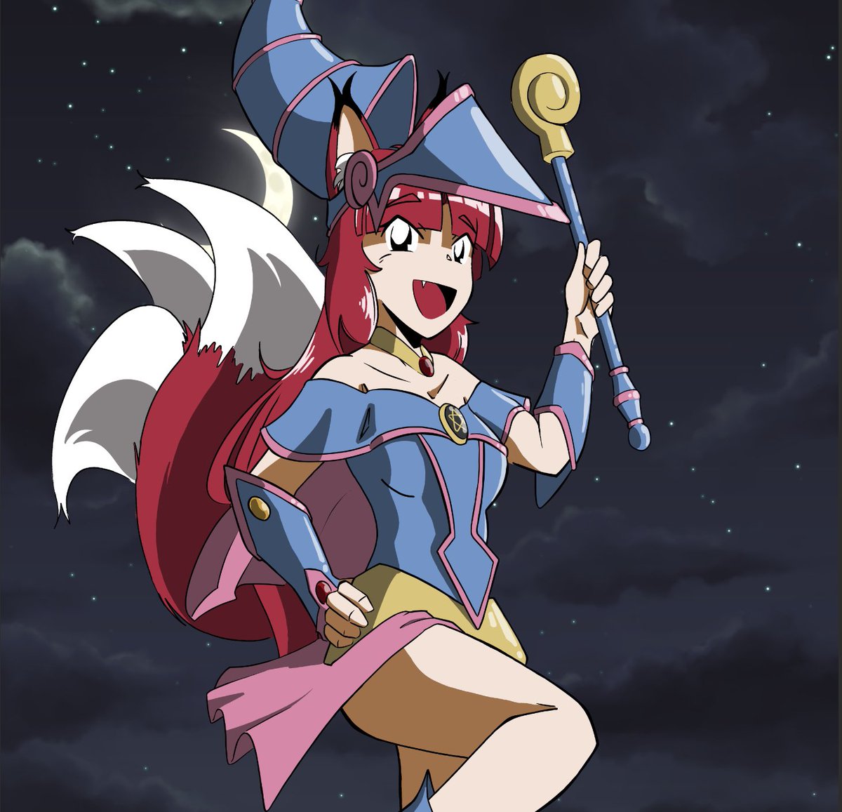 Redressing Rinka for @AnimeEvolution6 ‘s upcoming Yu-gi-oh tournament. I wonder how many Attack Points a “Dark Magician Fox-Girl” could have? #yugioh #animeconvention #dublin #ireland #manga #magician #foxgirl