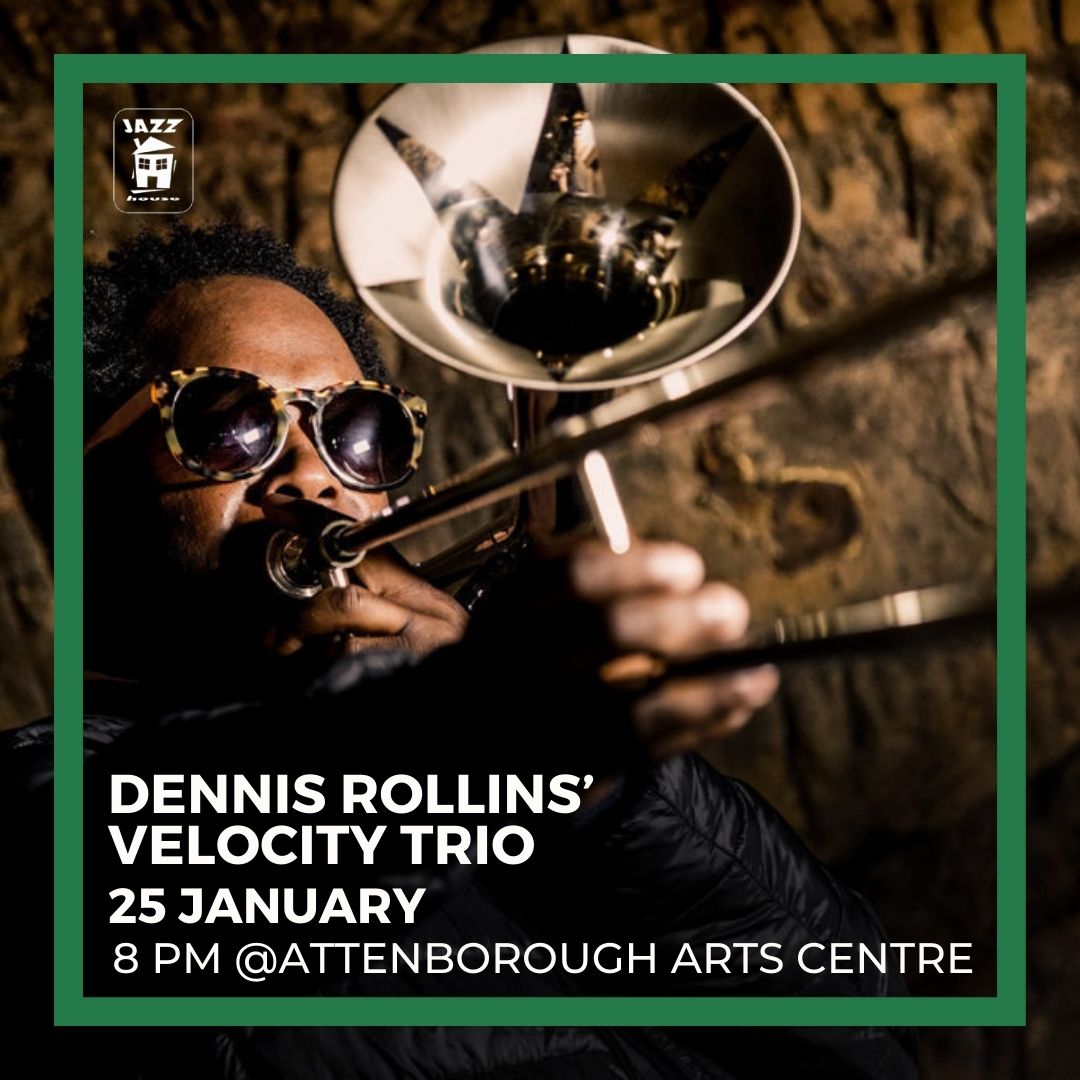 🚨 TONIGHT! Don't miss the Dennis Rollins' Velocity Trio at 8 pm at the Attenborough Arts Centre! It's your last chance to witness jazz history in the making! 🎷 Final tickets available! Hurry up and book now here! 👉 tinyurl.com/2zxpaswc