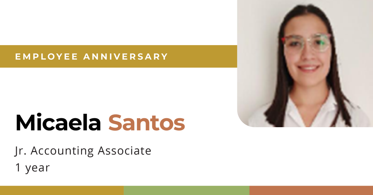 🥳️Congratulations, Micaela Santos, for 1 year of success at FLORES! We’re thankful for your hard work and contributions. Thank you for making us stronger!

#WorkAnniversary #TeamUpdates #FLORESFamily