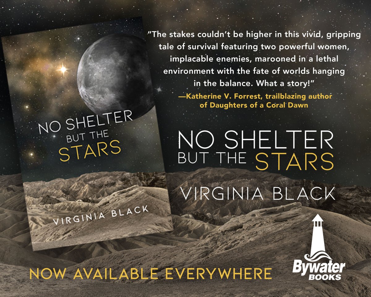 NO SHELTER BUT THE STARS, out today and available everywhere, from Bywater Books!
bywaterbooks.com/product/no-she…

#sapphic #sapphicbooks #wlw #sapphicromance #sapphicbookrecs #sapphicreads 
#lesfic #enemiestolovers #queerromance #scifiromance #sapphicfiction #wlwbooks