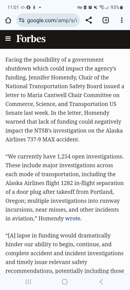 So a #government shutdown would be detrimental to #aviation safety in the #UnitedStates ...
What is it going to take for voters to abandon the #RepublicanParty 
Funding is still only secured through early March  

#Boeing #doorplug " #GOP " forbes.com/sites/marisaga…