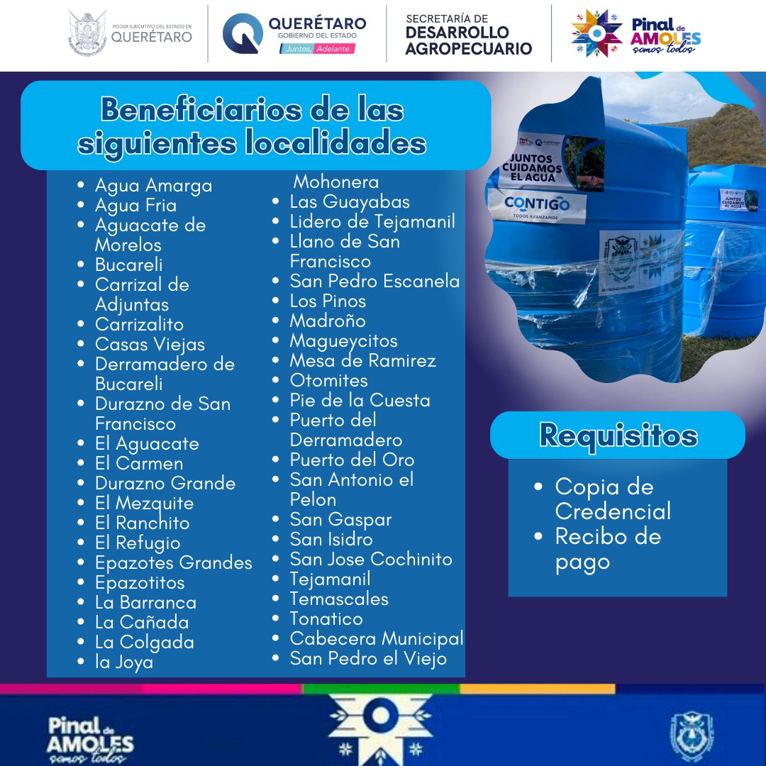 AyuntPinalQro's tweet image. Si eres beneficiario del 𝗣𝗿𝗼𝗴𝗿𝗮𝗺𝗮 𝗠𝘂𝗻𝗶𝗰𝗶𝗽𝗮𝗹𝗶𝘇𝗮𝗱𝗼 𝟮𝟬𝟮𝟯 y eres de la alguna de las localidades que se mencionan en la publicación📷. Te invitamos asistir este Jueves 25 de Enero, en la cancha de fútbol de Pinal de Amoles, para la #2DA Entrega.