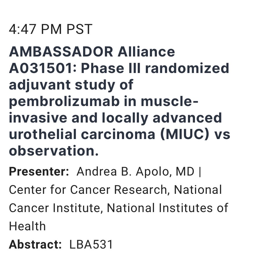 NCI CCR GU Malignancies (@nciccr_gmb) on Twitter photo This Friday at @asco #GU24 Dr. Andrea Apolo <a href="/apolo_andrea/">Andrea Apolo, M.D.</a> <a href="/nciccr_gmb/">NCI CCR GU Malignancies</a> @NCIResearchCtr will present the results from the phase 3 AMBASSADOR of adjuvant Pembro in urothelial carcinoma <a href="/ALLIANCE_org/">Alliance for Clinical Trials in Oncology</a> This Friday at @asco #GU24 Dr. Andrea Apolo <a href="/apolo_andrea/">Andrea Apolo, M.D.</a> <a href="/nciccr_gmb/">NCI CCR GU Malignancies</a> @NCIResearchCtr will present the results from the phase 3 AMBASSADOR of adjuvant Pembro in urothelial carcinoma <a href="/ALLIANCE_org/">Alliance for Clinical Trials in Oncology</a>