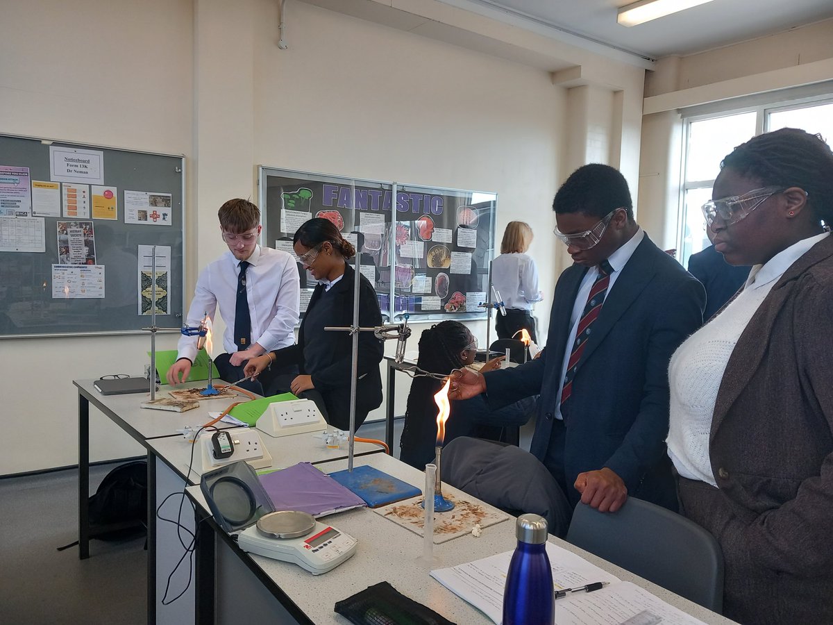 Y13 Biology students had the Bunsen burners out for calorimetry (finding the energy content of different foods)...<a href="/DGSSciCollege/">DGS Science College</a>