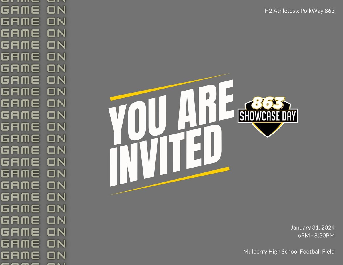I will be attending 863 showcase Day. Thank you for the invite! @H2Athletes @polk_way @DylanOliver23 @H2_Recruiting @DanLaForestFB @Andy_Villamarzo @RealNews102 @Dwight_XOS @BillKempSports