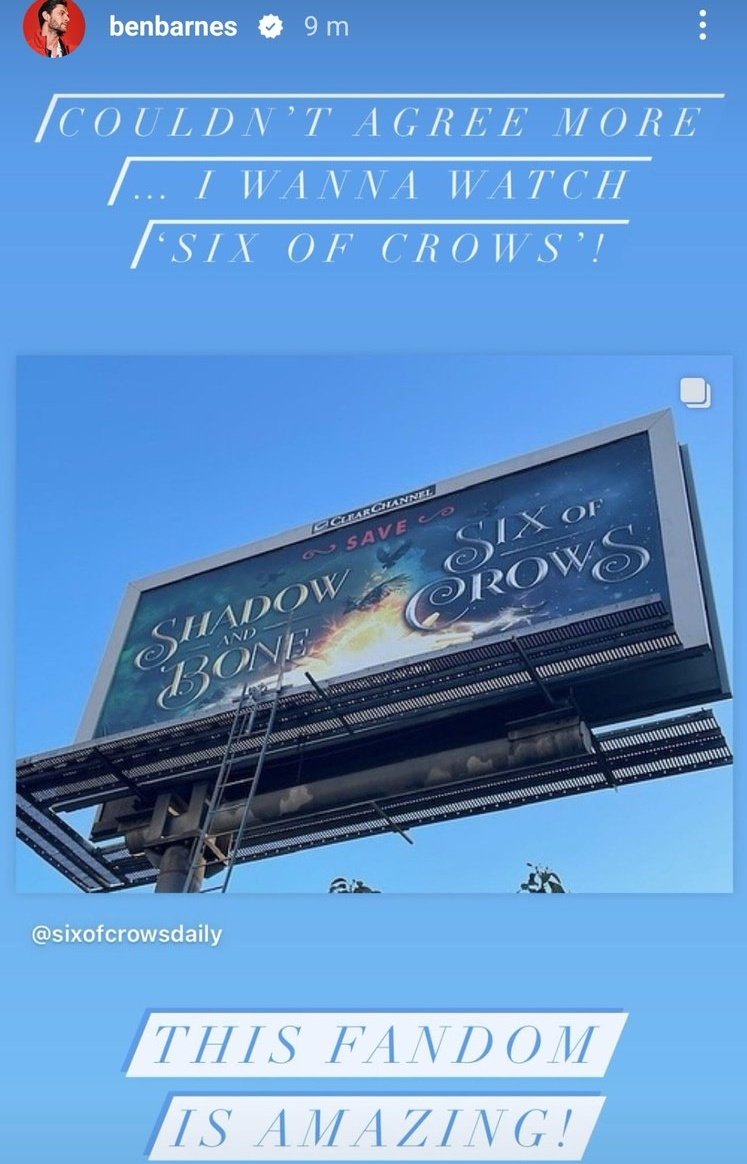 ChaosCrows's tweet photo. Ben please 🥺

See @netflix, Ben Barnes also wants to watch the #SixOfCrowsSpinoff !

#SaveShadowAndBone 
#InejsLaugh https://t.co/rP3aGC7jst