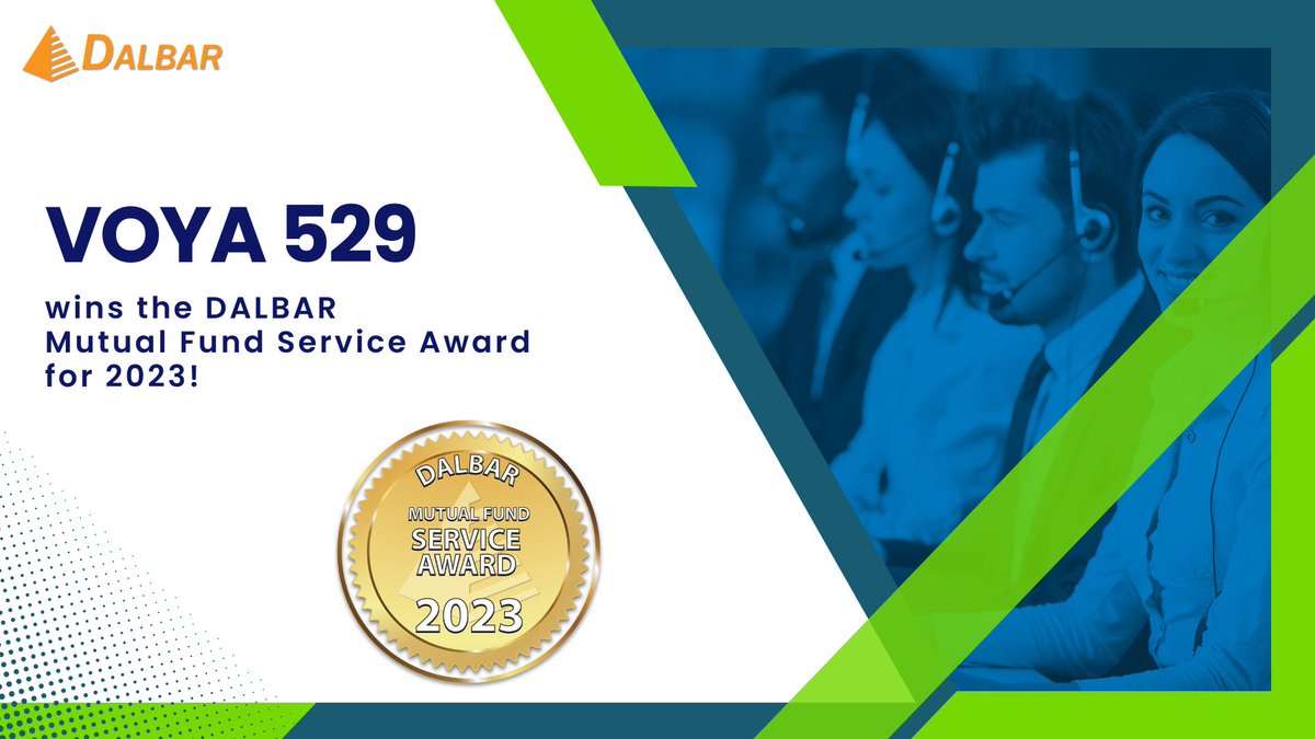 Congratulations to @Voya for winning the 2023 DALBAR Mutual Fund Service Award for Voya 529! #CustomerService #FinancialServices #ServiceAward #MutualFund #Voya529