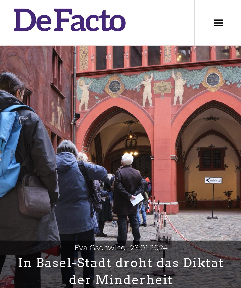 Ich finde, da besteht Diskussions- und Handlungsbedarf: Basel-Stadt droht das Diktat der Minderheit defacto.expert/2024/01/23/in-… via <a href="/defactoexpert/">DeFacto - Belegt, was andere meinen</a>