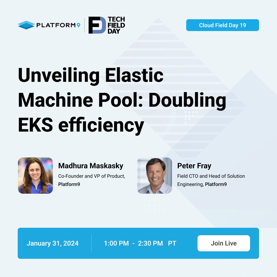 We're thrilled to be part of Cloud Field Day 19, where we'll unveil our latest innovation - the Elastic Machine Pool (EMP). EMP is set to optimize EKS utilization and potentially reduce costs by up to 50%.
Join us: bit.ly/3Og7bmN

#CFD19 #elasticmachinepool #EKS #finops
