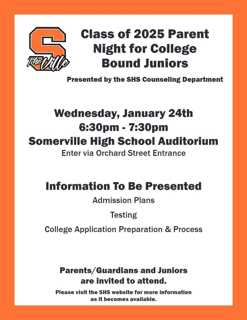 This is a reminder that tomorrow evening, Wednesday, January 24, 2024, the High School Counseling Department will present Junior College Planning Night from 6:30-7:30 pm in the high school auditorium. More information is available on the school's website. Hope to see you there.