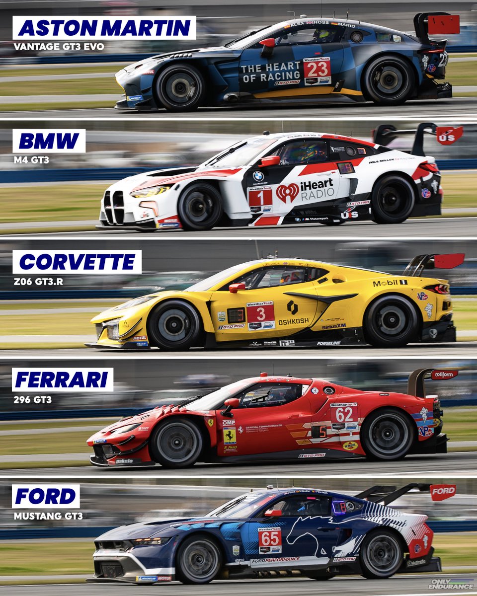 onlyendurance's tweet photo. Chooseday: Which 2024 GTD PRO car is your favourite? 💬

We might be going through a 'Golden Era' in the prototype classes, but we mustn't forget that around the world, and particularly in IMSA, there’s more GT3 brands racing than ever!

📷 @endur_photo | #IMSA #GTDPRO https://t.co/J57KytnVBn