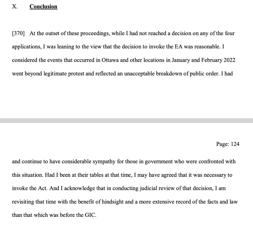 In the Emergencies Act ruling, the judge notes that if he was the government, he probably would have invoked it too. He says the Freedom Convoy “went beyond legitimate protest and reflected an unacceptable breakdown of public order.”