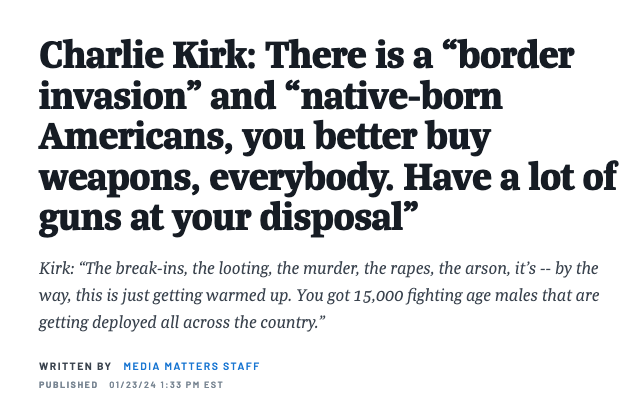 MattGertz's tweet photo. A sharp uptick in incendiary right-wing media rhetoric, with prominent influencers warning that the SCOTUS border ruling and potential Biden reelection are a threat to the survival of the country -- and the survival of their followers. https://t.co/VPegXlrsRc