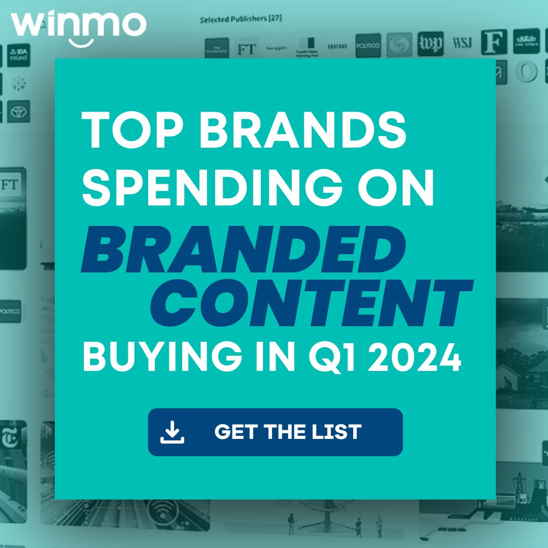 Subway, NBCUniversal, Inc., and Booking .com are just a few of the brands featured in Winmo's Top Brands Spending on Branded Content, Buying in Q1 2024. Don't forget to check out the full list: bit.ly/4b9jACH 🚀