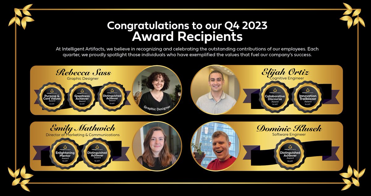 Join us in celebrating our incredible team members! These individuals stand out for their dedication and hard work, embodying the collaborative and innovative spirit that defines everything we do here at Intelligent Artifacts.

#TeamAppreciation #EmployeeRecognition #AIInnovation