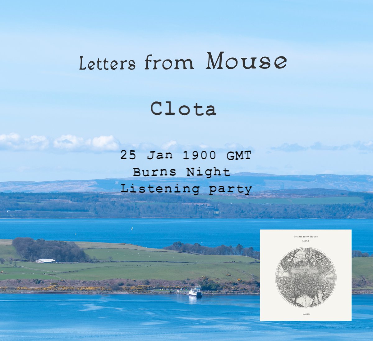 LETTERS FROM MOUSE Bandcamp Listening Party Thursday 25 Jan 1900 GMT Treat yourself to an evening with Steven Anderson @lfm_IDM and his new LP - CLOTA lettersfrommouse.bandcamp.com/merch/clota-li…