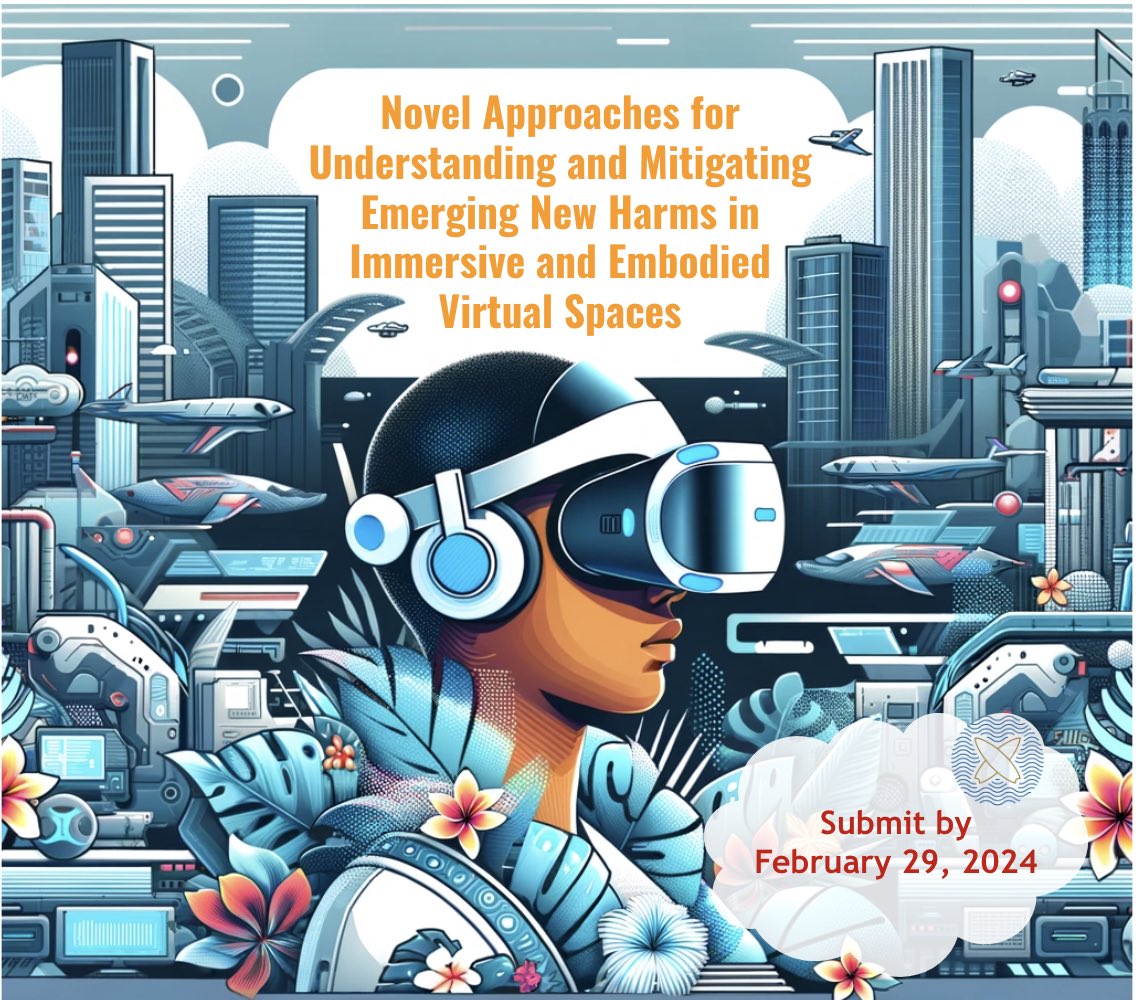 🎉 Wanna engage in a cool, fun but insightful workshop at #CHI2024? 
✨ Just submit a short position statement by Feb 29, 2024! [Detail: sites.google.com/view/chi-2024-…] 
📆 Mark your calendars: May 11, 2024 🌍 Hybrid event! 
🚀 Let's innovate for safer virtual spaces together!