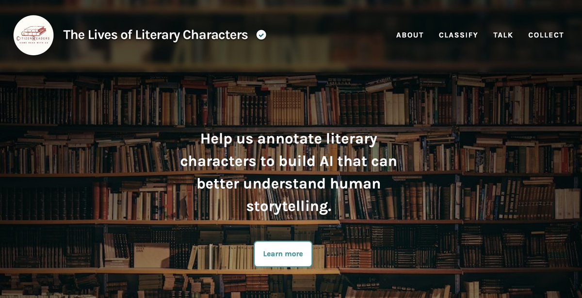 Andrew Piper (@_akpiper) on Twitter photo Very excited to announce the launch of our citizen science initiative "The Lives of Literary Characters" hosted <a href="/the_zooniverse/">The Zooniverse</a>. This is the first ever literary citizen science project that aims to promote story understanding. A Thread 🧵 zooniverse.org/projects/citiz… Very excited to announce the launch of our citizen science initiative "The Lives of Literary Characters" hosted <a href="/the_zooniverse/">The Zooniverse</a>. This is the first ever literary citizen science project that aims to promote story understanding. A Thread 🧵 zooniverse.org/projects/citiz…