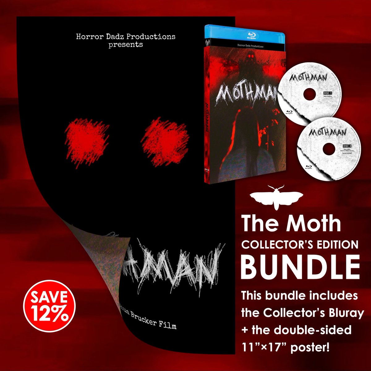 disc_connected's tweet photo. ***ANNOUNCEMENT***
Now available to preorder and shipping starting on January 30th from #NotQuiteReality on blu-ray (BD-r): #Mothman (2022)!
Not Quite Reality is offering a Collector's and Standard Edition and both have bundle options with a double-sided 11"x17" poster. https://t.co/dBxZ9NuT7k