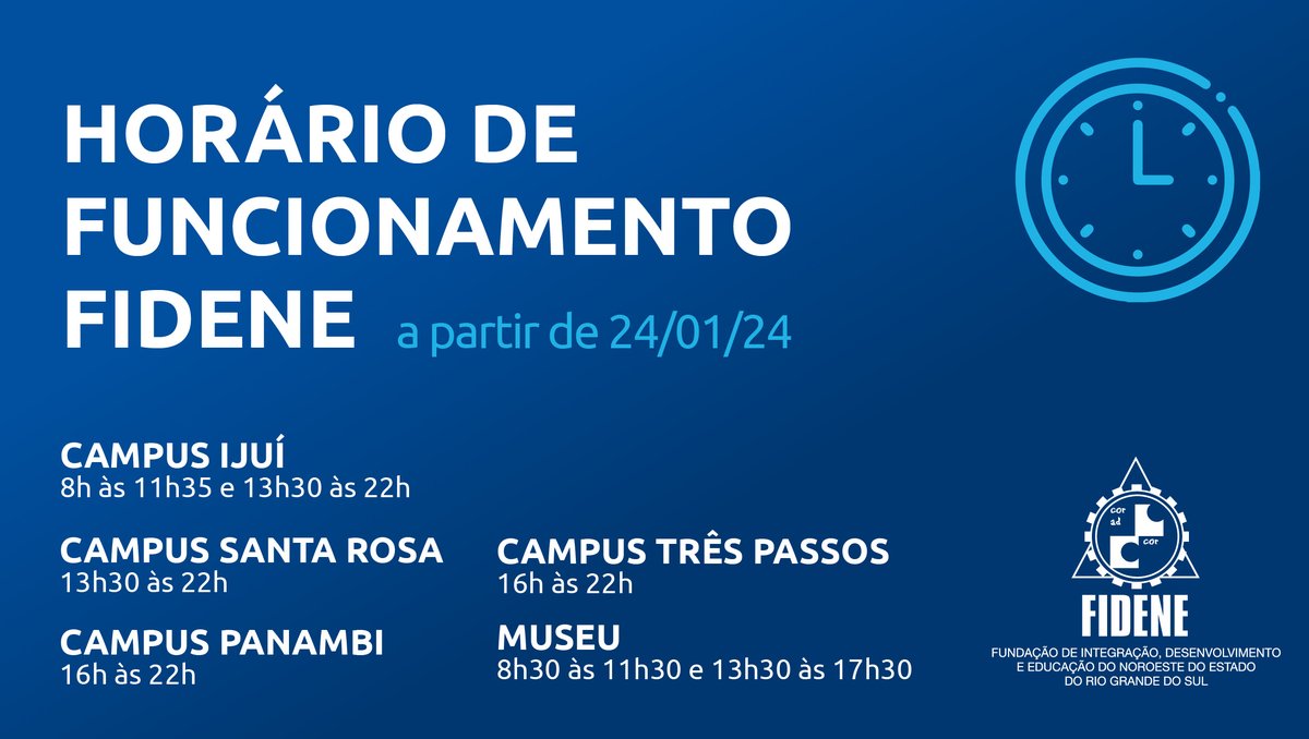 Unijui's tweet photo. Confira como acontecerá o horário de funcionamento nos campi da Unijuí a partir desta quarta-feira, 24 de janeiro. https://t.co/bP8Scrq0Da