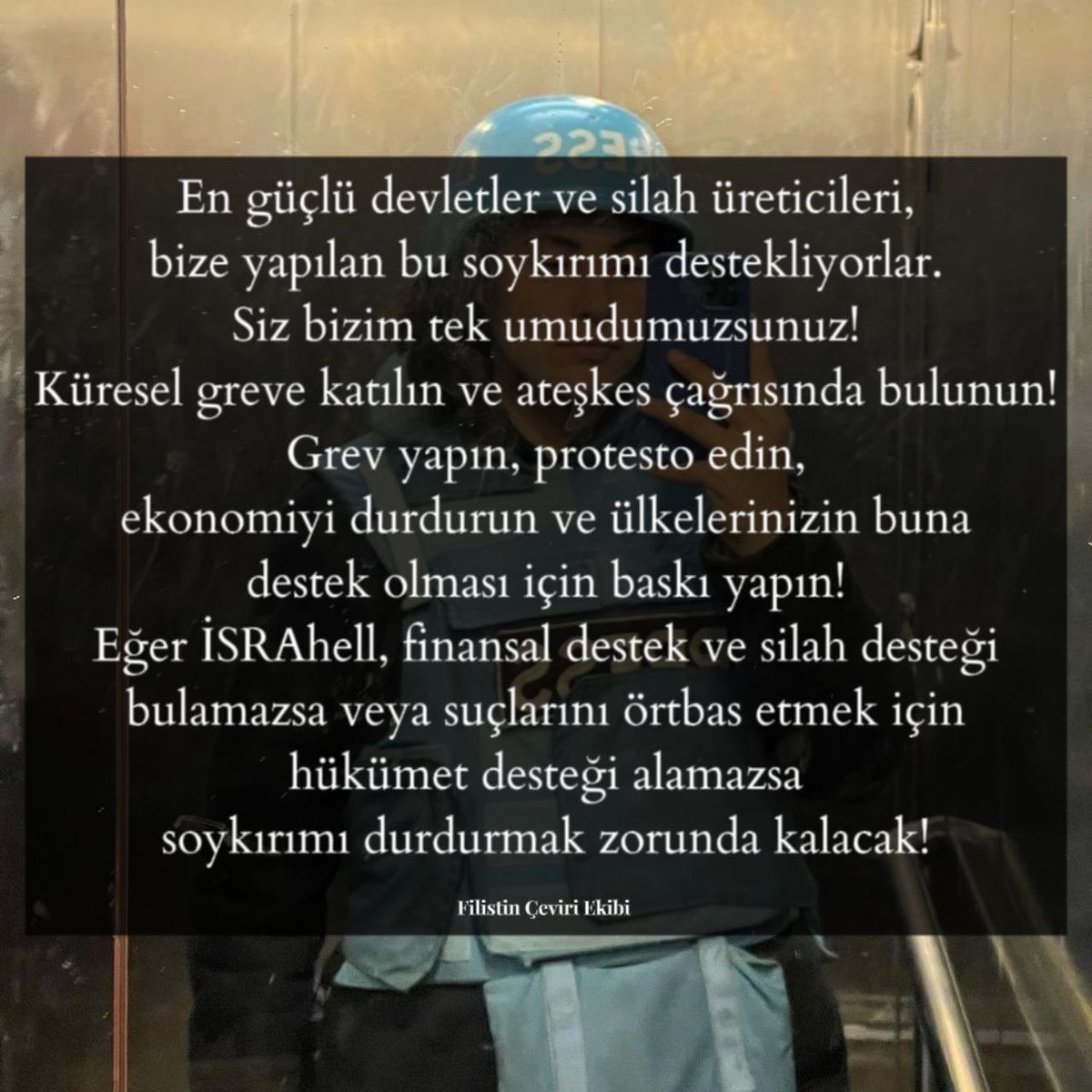 selvanuryzc's tweet photo. Gazze’yi konuşmaya devam et! #GazaStarving https://t.co/359YN2fXRf